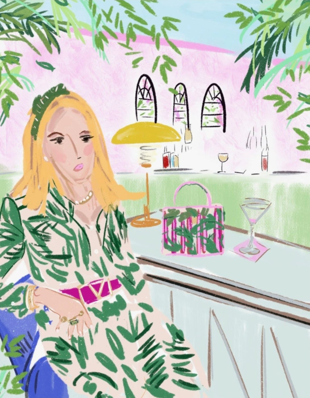 CHIC AT THE BAR - Note Card