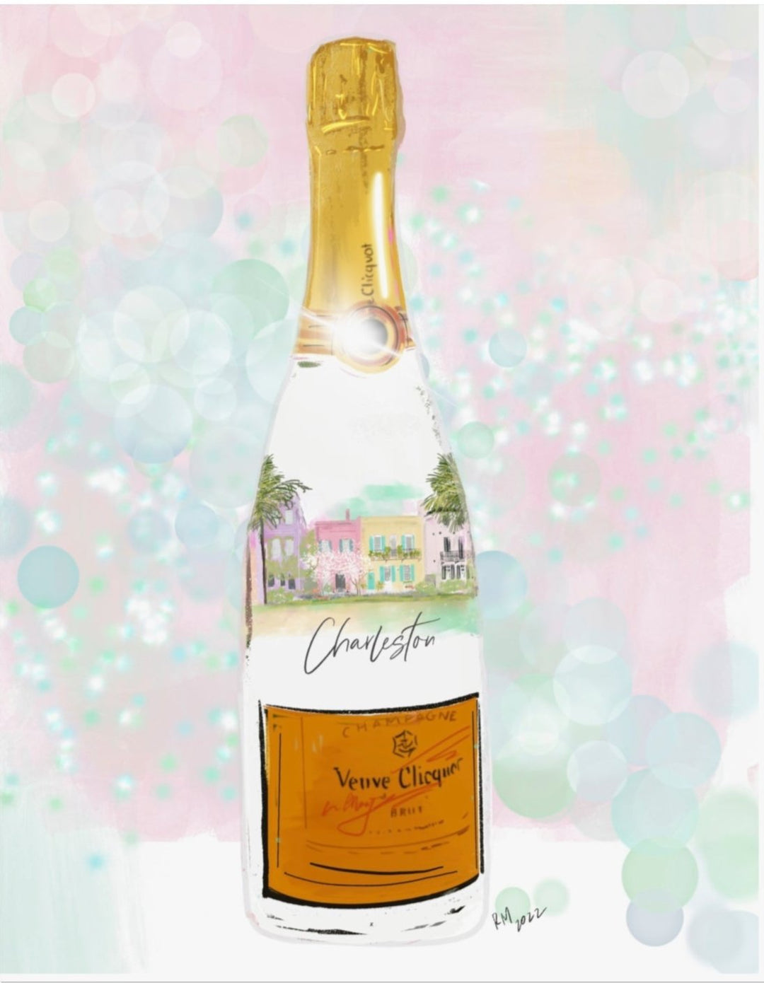 PINK & BLUE CHAMPAGNE SPARKLES - Note Card