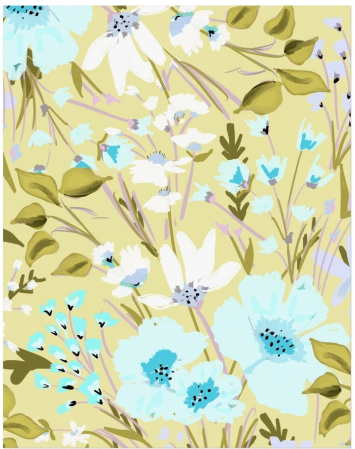 YELLOW & GREEN FLORALS - Art Print
