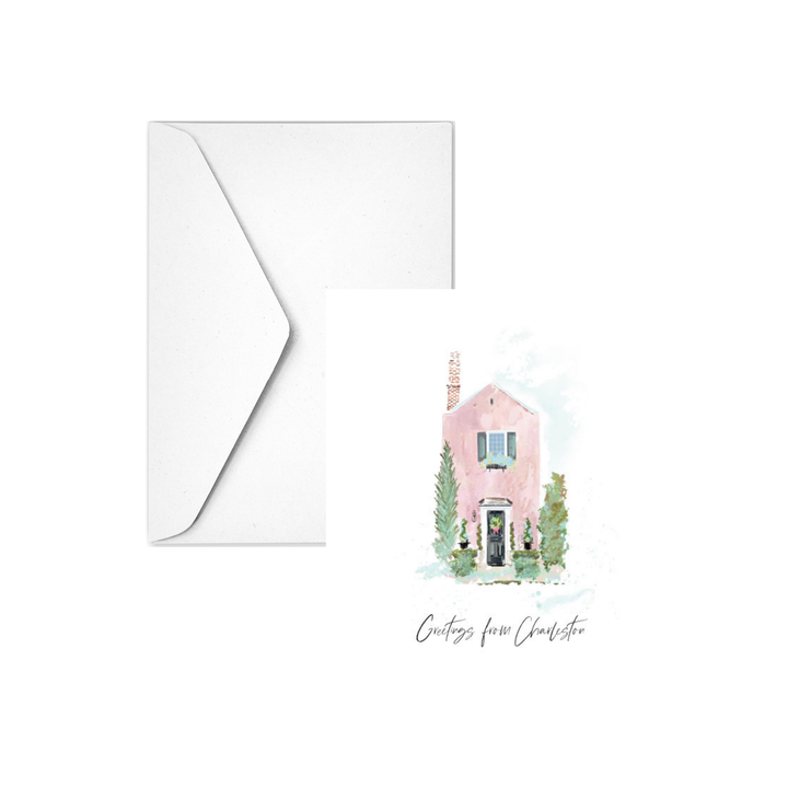 GREETINGS LITTLE PINK HOUSE - Note Card