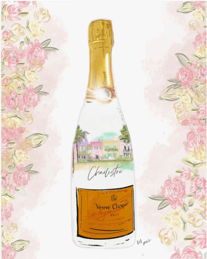 CHARLESTON YELLOW ROSE BOTTLE - Art Print