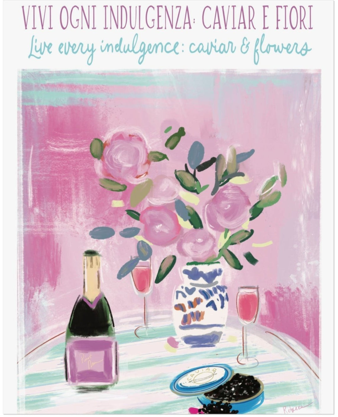 CAVIAR & FLOWERS - Note Card