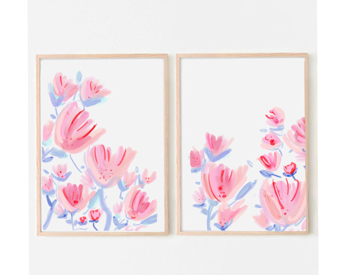 Blue Bell & Pink (Set of 2) - Art Prints