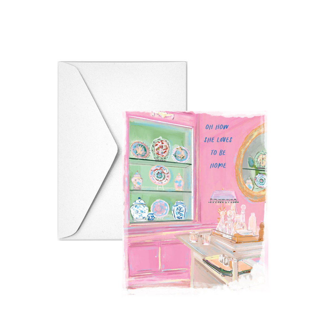 SHE LOVES TO BE HOME - Note Card