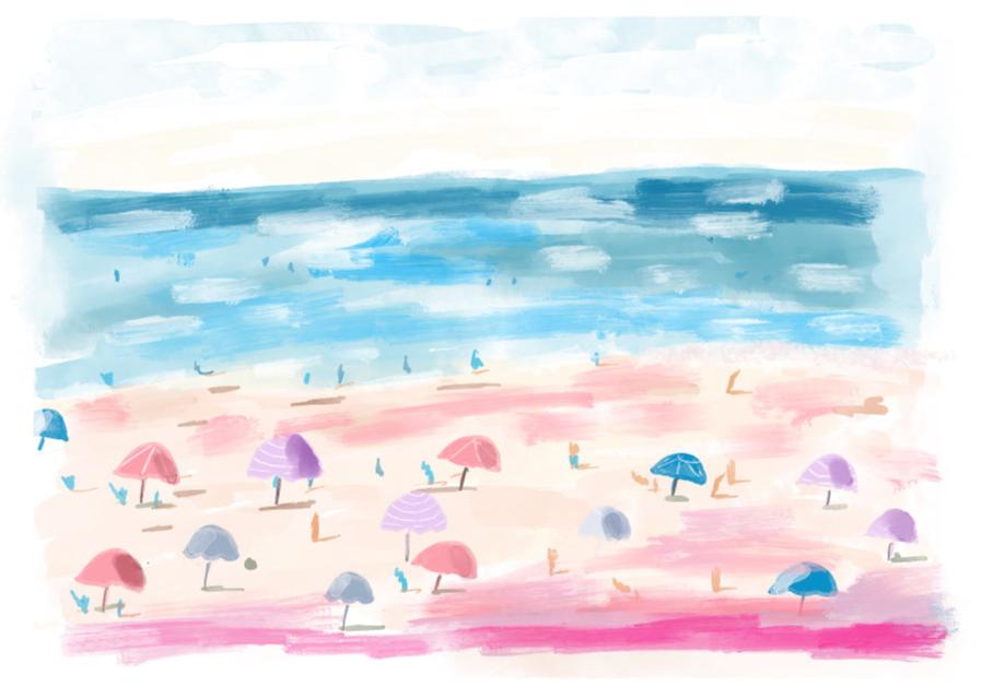 COASTAL BEACH UMBRELLAS - Note Card