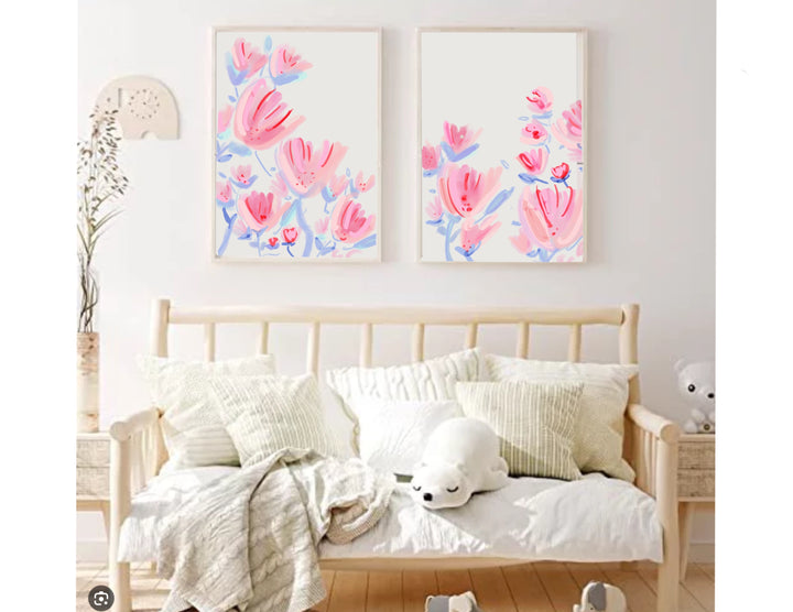 Blue Bell & Pink (Set of 2) - Art Prints