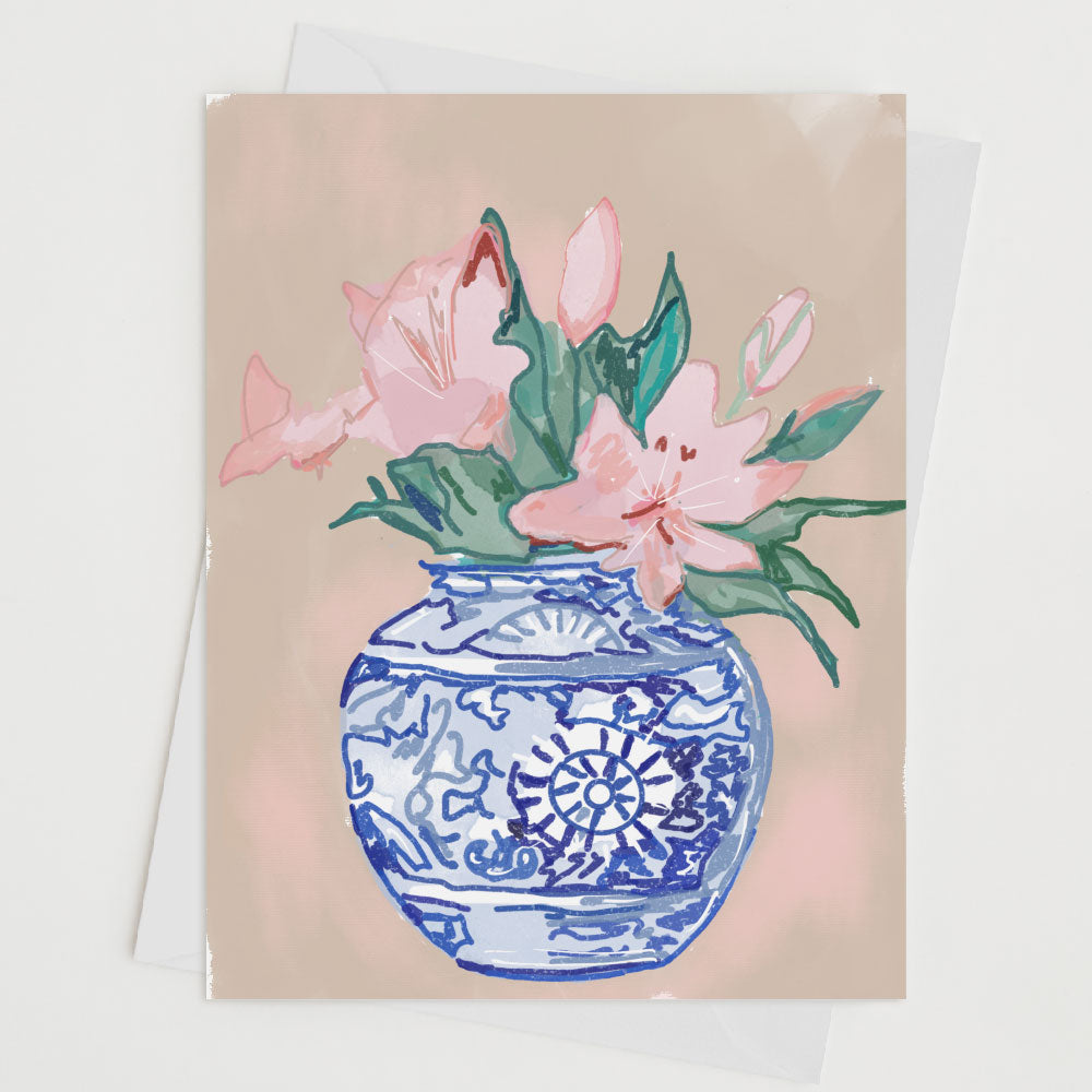 Summer Pink Lilies - Note Card
