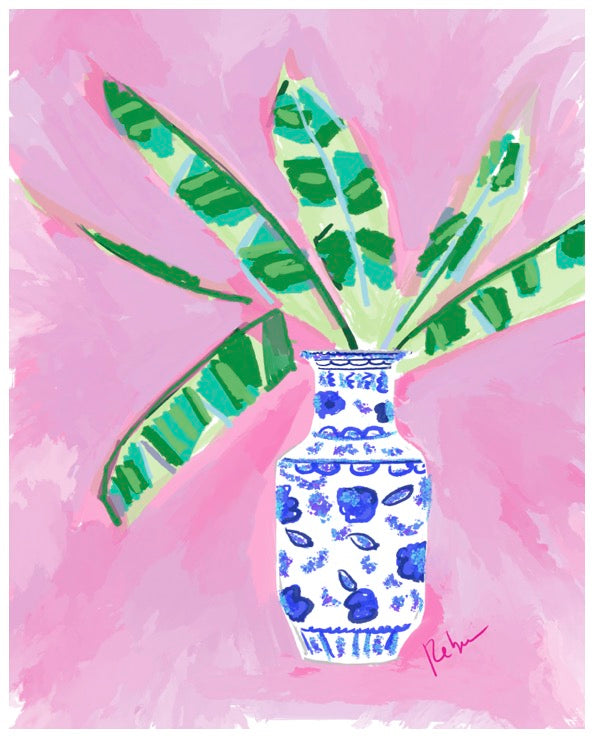 PINK & BLUE VASE - Note Card