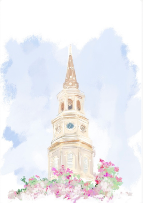 STEEPLE IN SPRING - Note Card