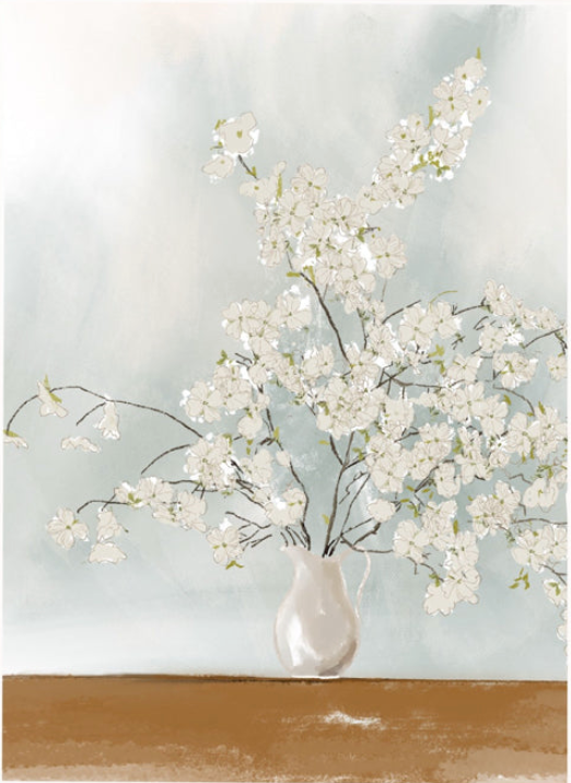 FLORALS & CREAM VASE - Note Card