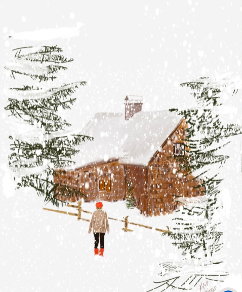 GIRL IN SNOW - Note Card