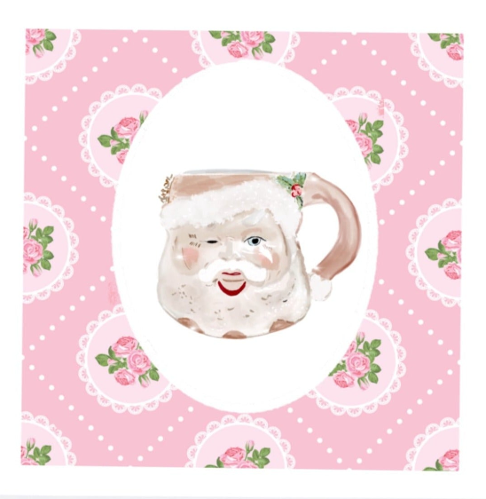 SANTA MUG IN PINK - Note Card