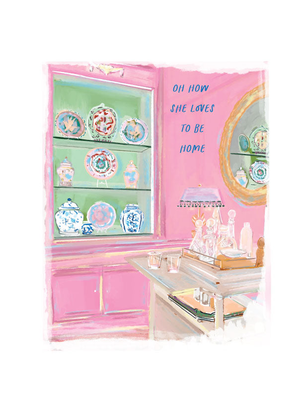 SHE LOVES TO BE HOME - Note Card