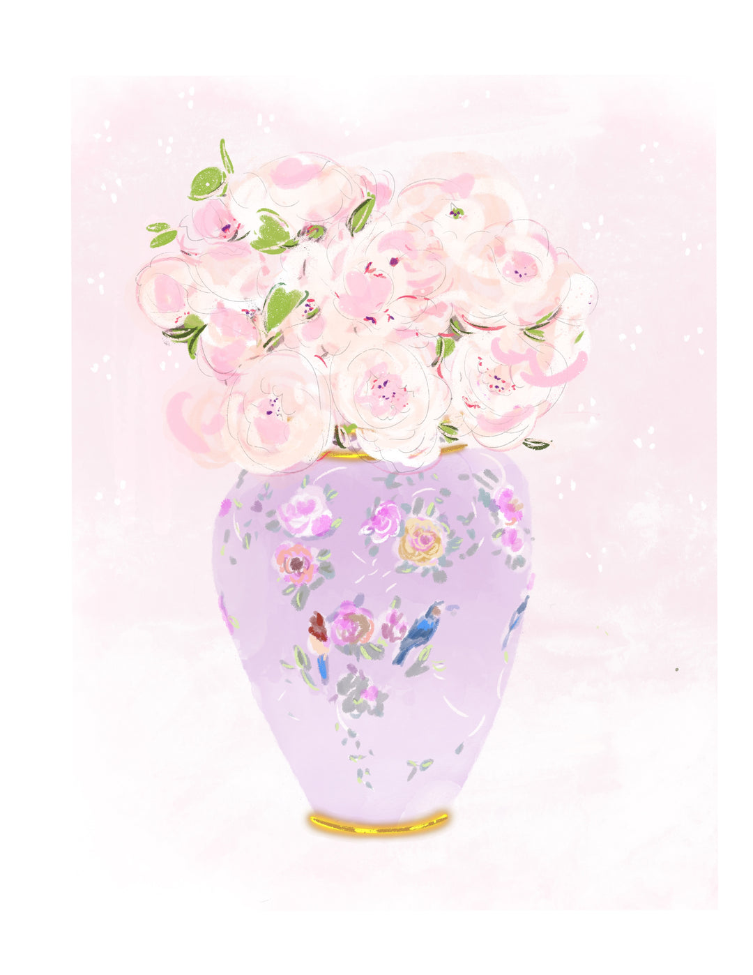 PURPLE VASE BLUE BIRD - Note Card