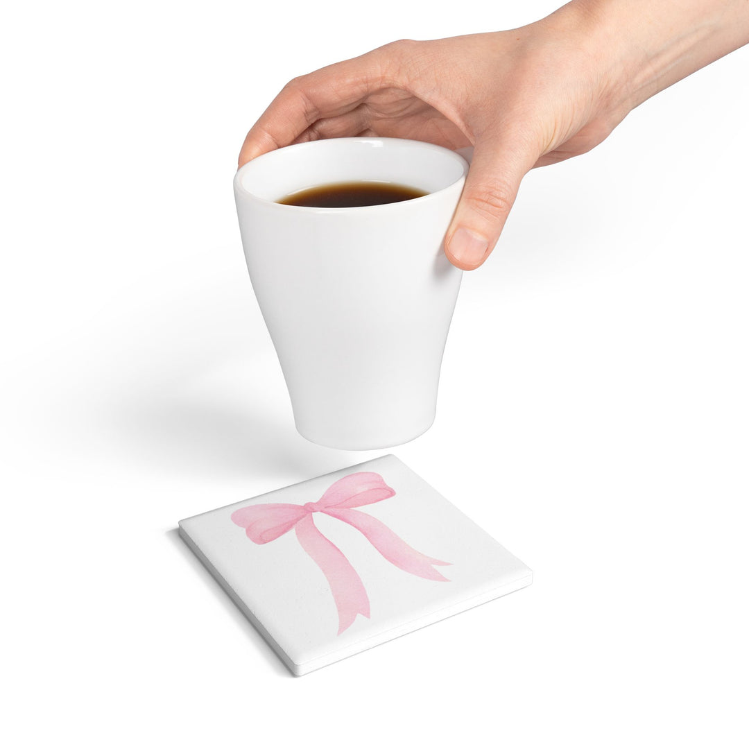 PINK BOW - Ceramic Coaster
