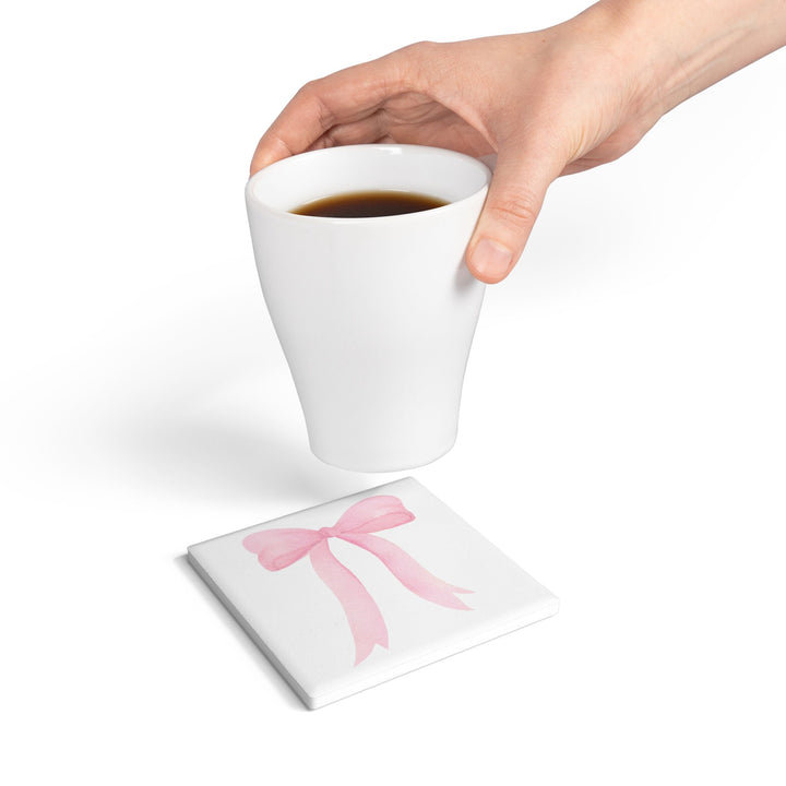 PINK BOW - Ceramic Coaster