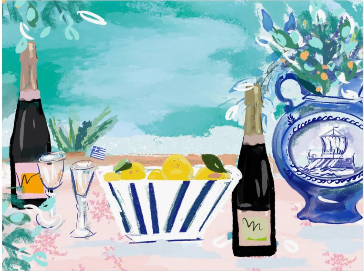 LUNCH IN SANTORINI - Art Print