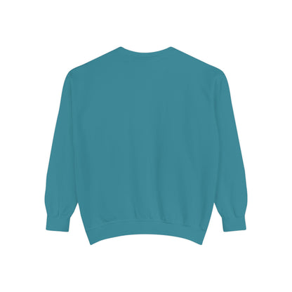 Teal crewneck sweatshirt featuring Charleston hand-lettered script in white