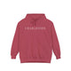 pullover hoodie with minimalist white ‘Charleston’ lettering on the chest, hand designed by Rebecca Illustrated; available in multiple colors