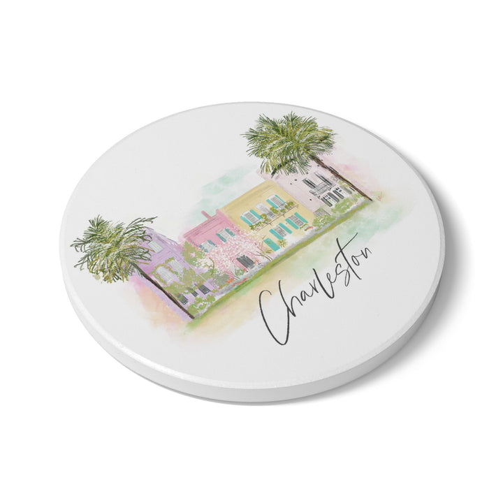 Rainbow Row Ceramic Coaster