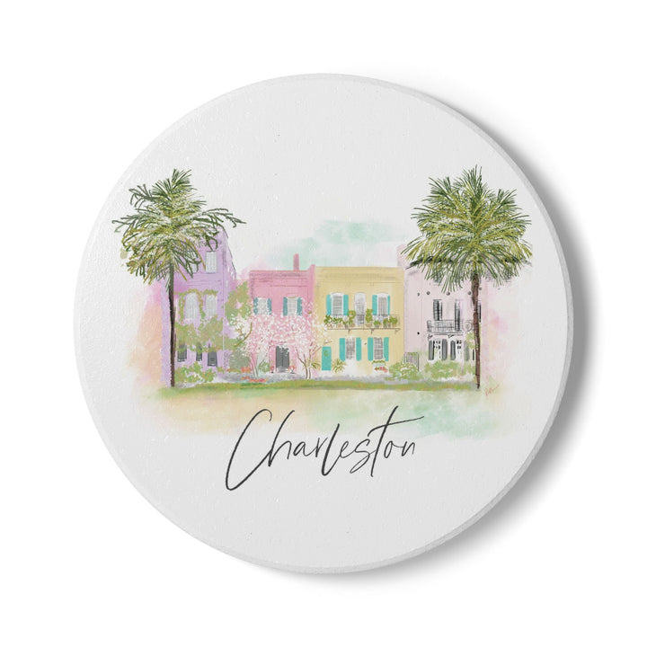 Rainbow Row Ceramic Coaster
