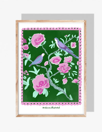 FLORAL BIRDS - Art Print