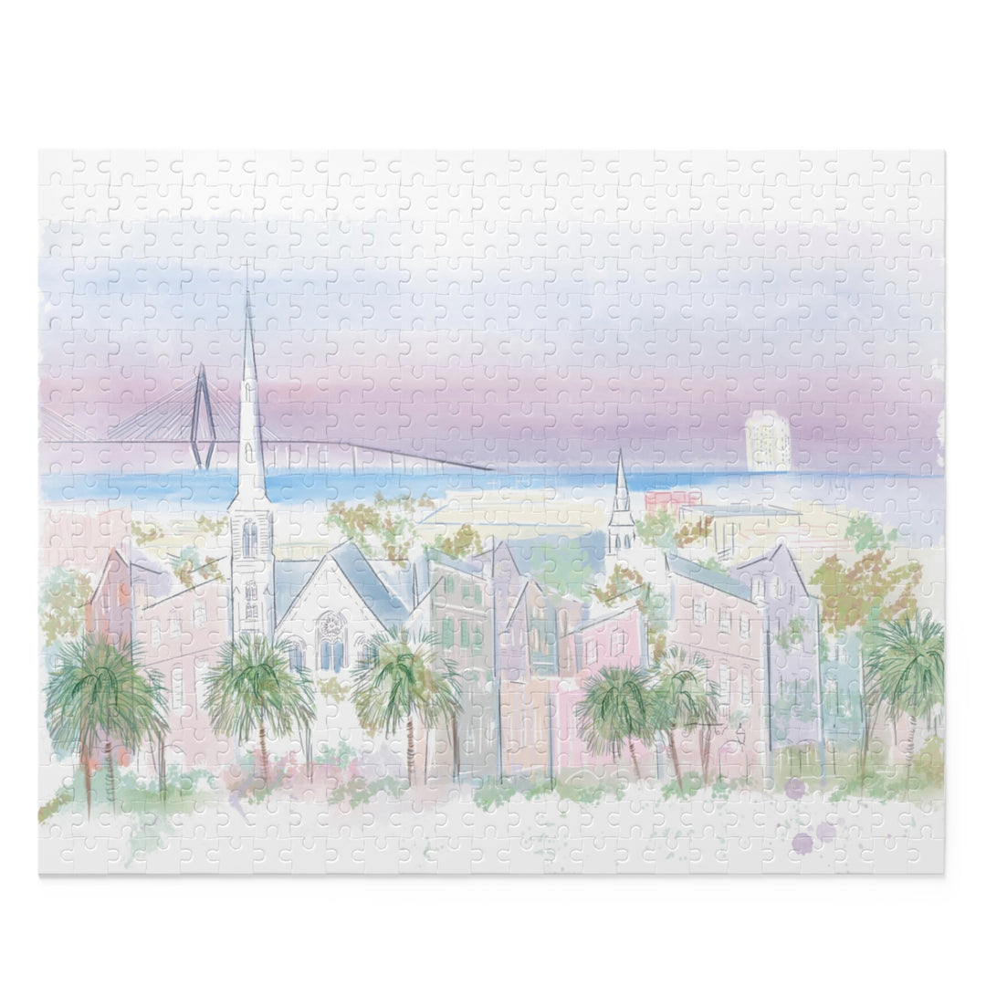 PURPLE CHARLESTON SKYLINE - Puzzle (120, 252, 500-Piece)