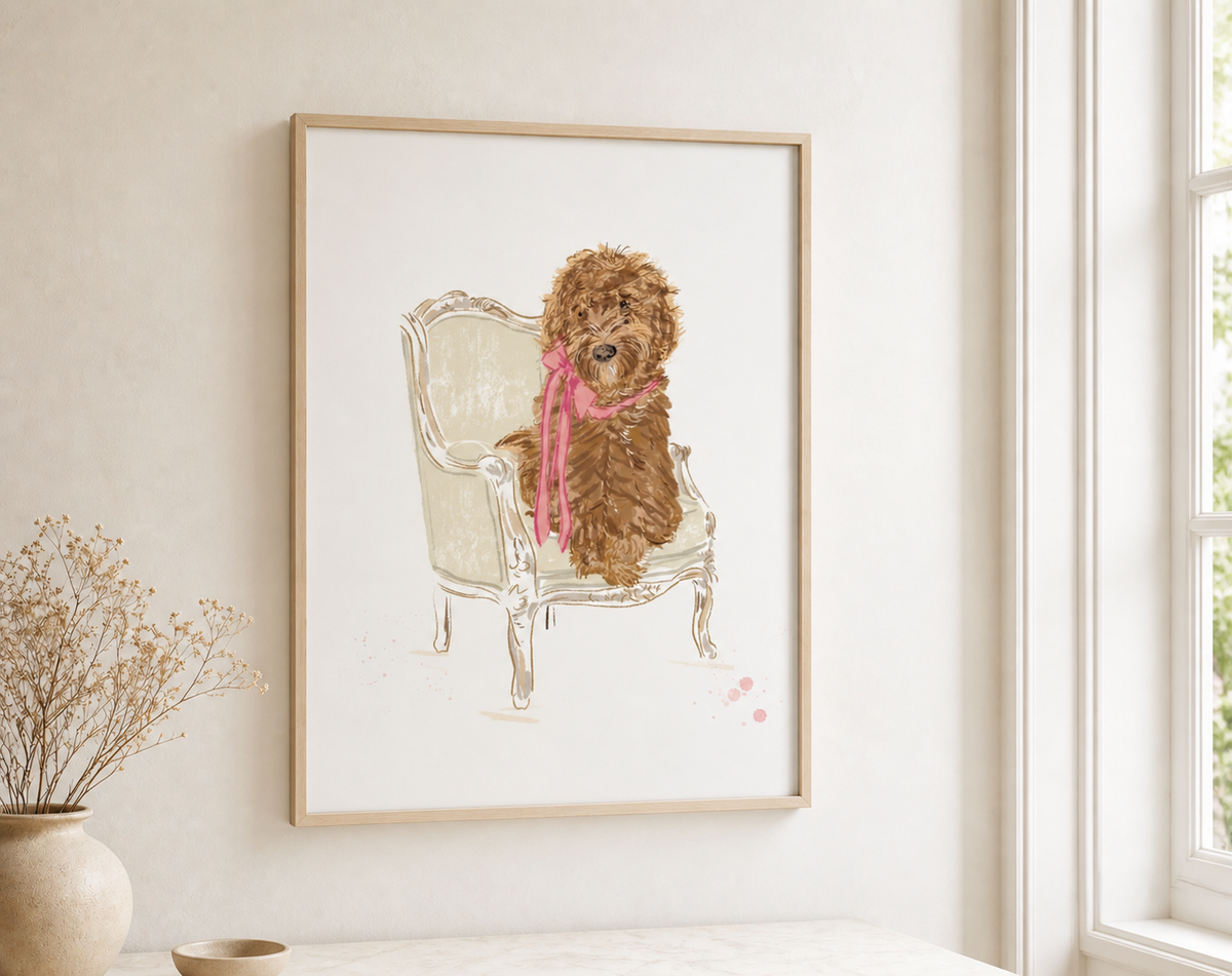 SIT PRETTY DOODLE PINK - Art Print