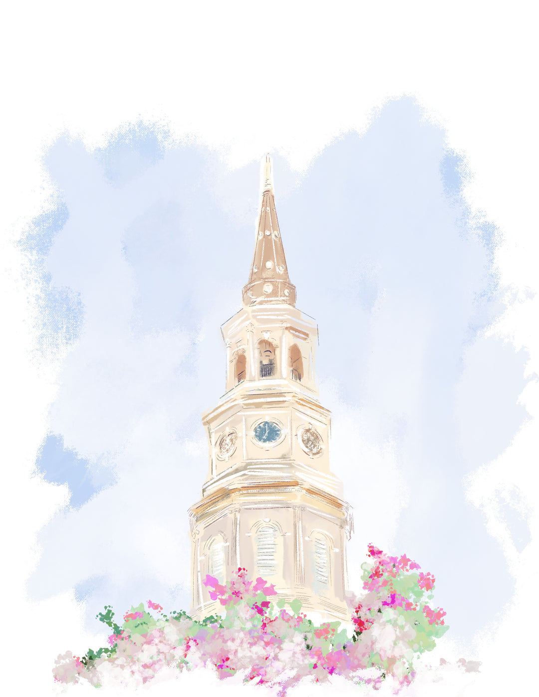 STEEPLE IN SPRING - Art Print