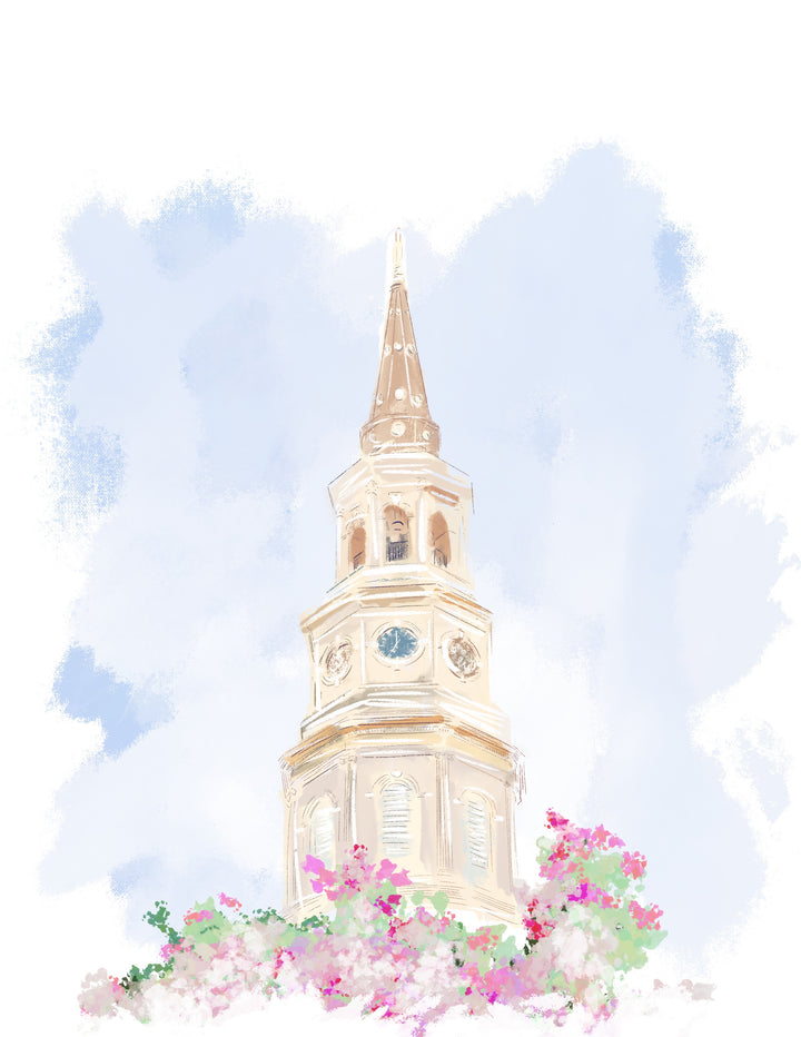 STEEPLE IN SPRING - Art Print