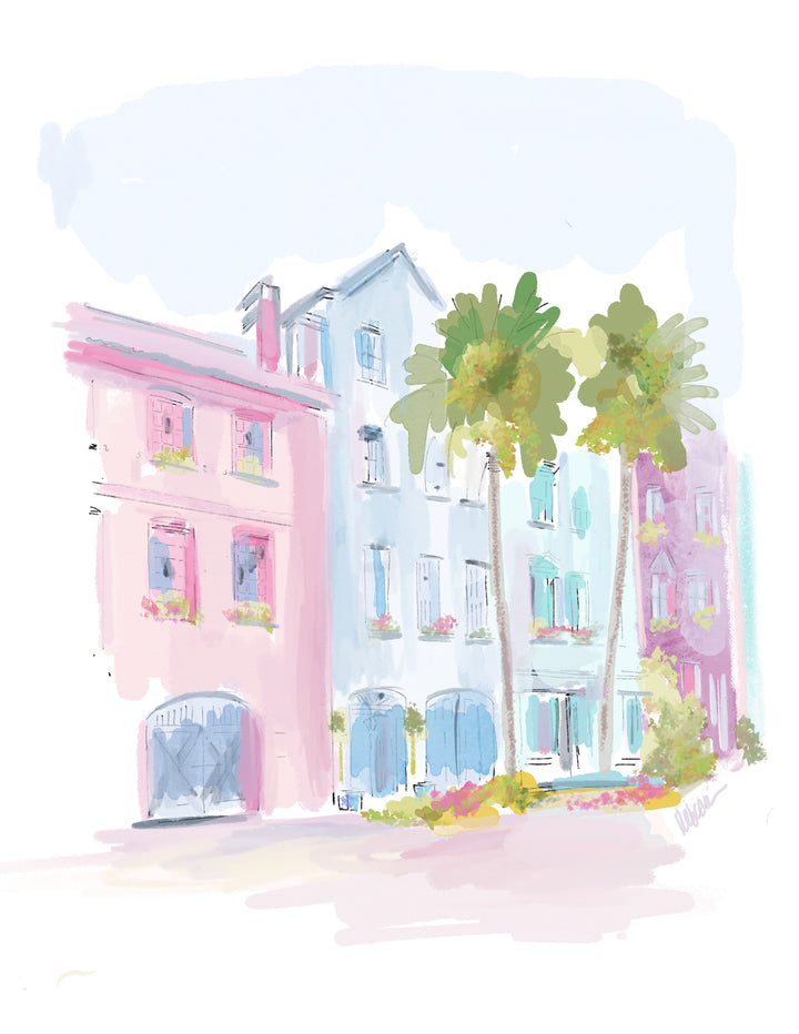 COASTAL RAINBOW ROW - Art Print