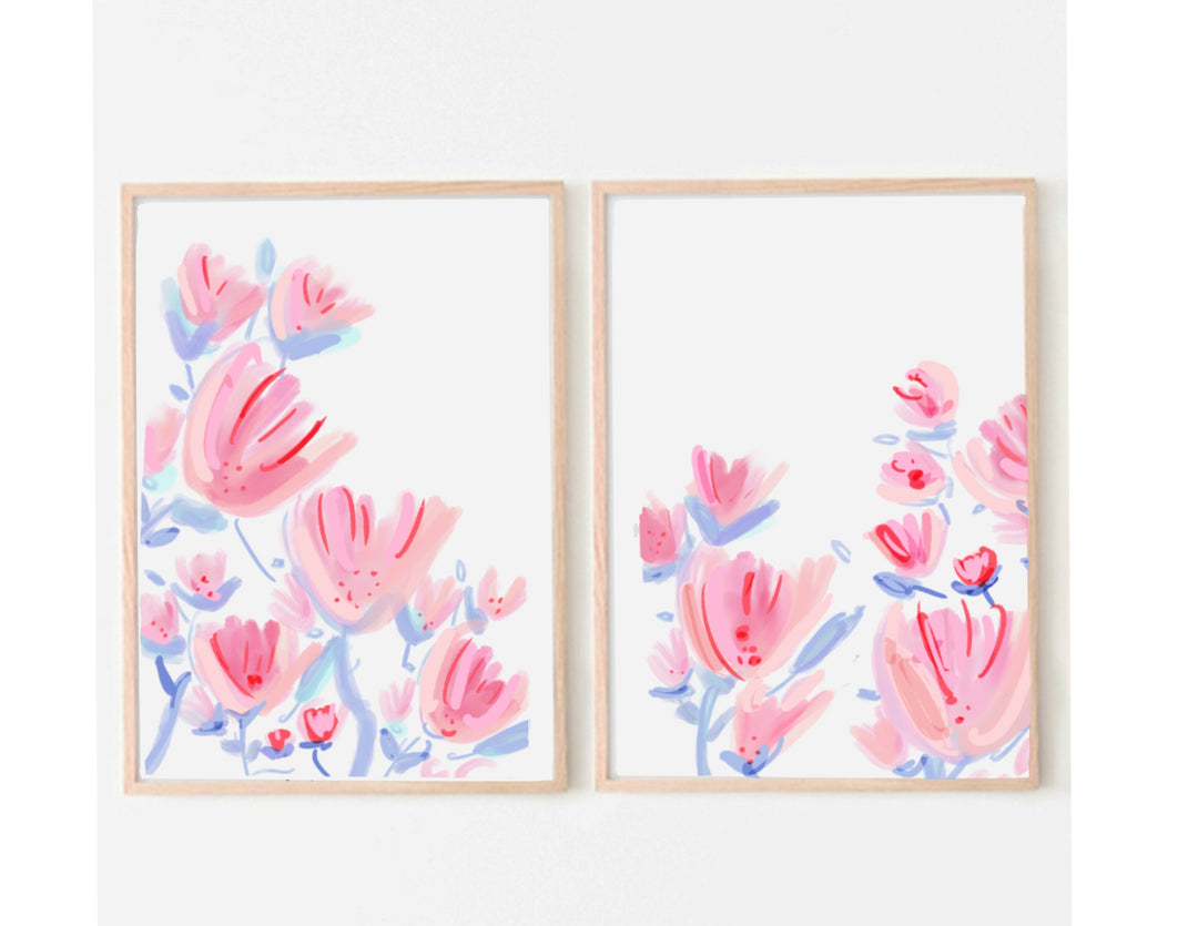 Blue Bell & Pink (Set of 2) - Art Prints
