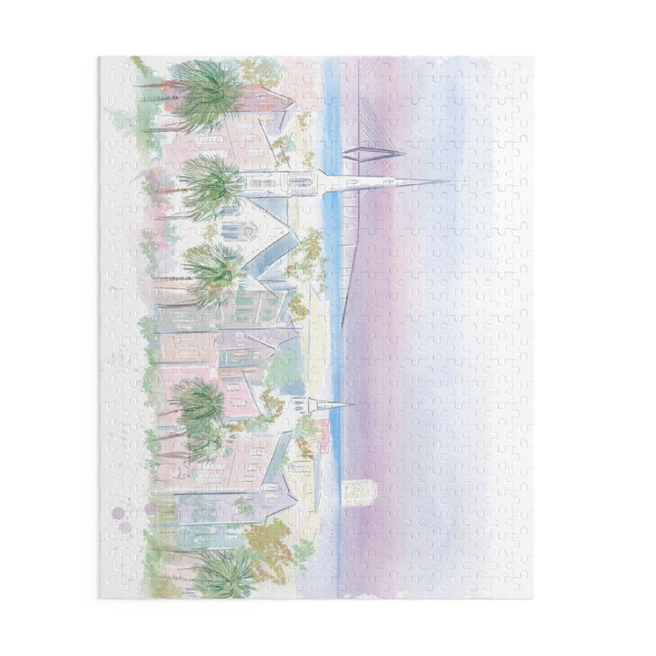 PURPLE CHARLESTON SKYLINE - Puzzle (120, 252, 500-Piece)