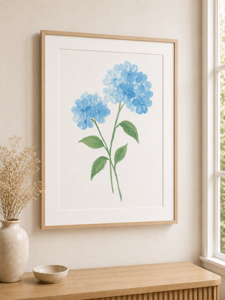 BLUE HYDRANGEAS - Art Print