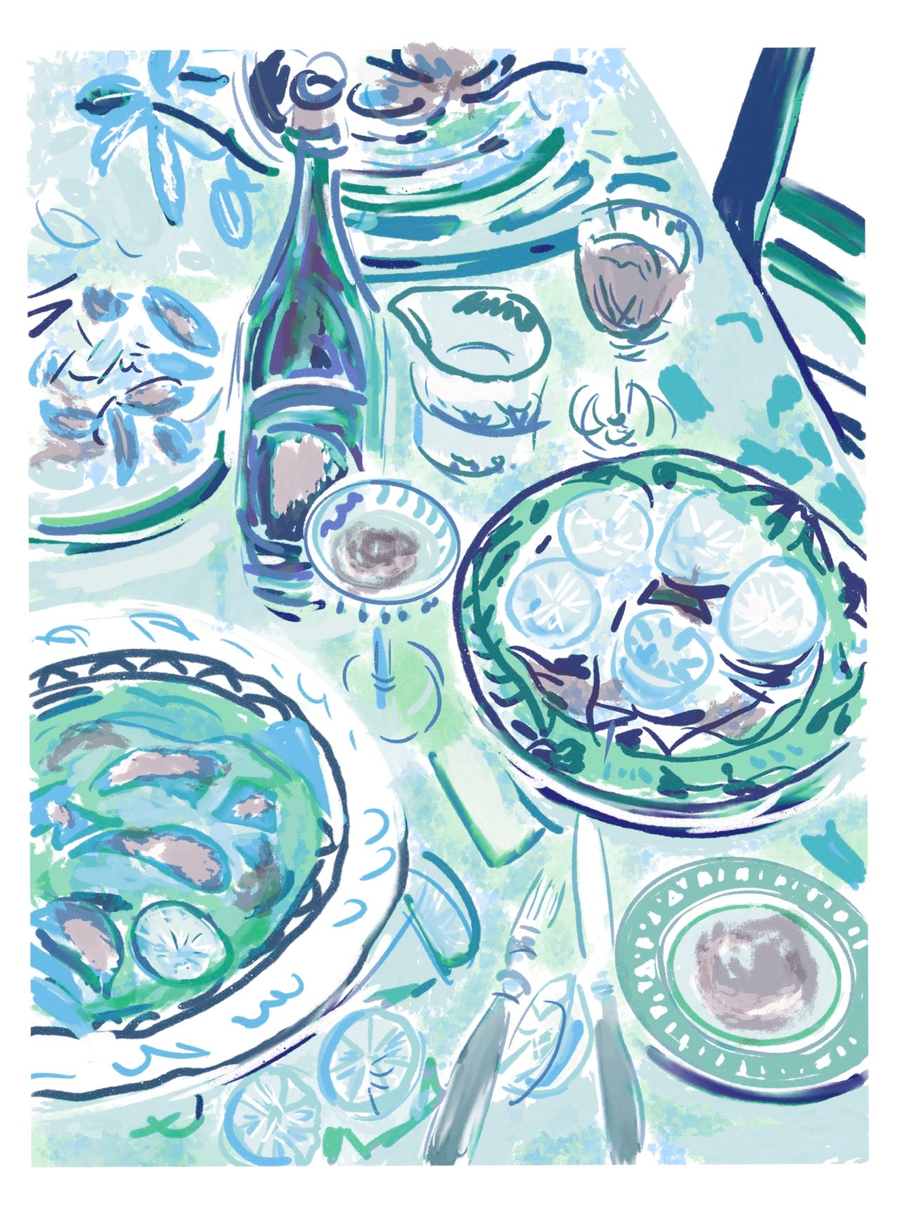 BLUE HOUR TABLE - Art Print