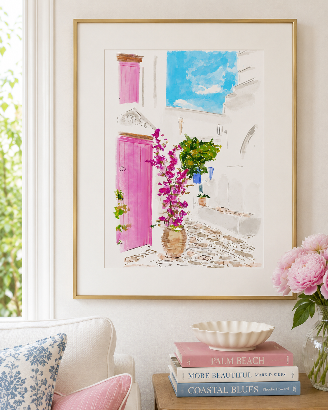 GREECE LOVES PINK TOO- Art Print