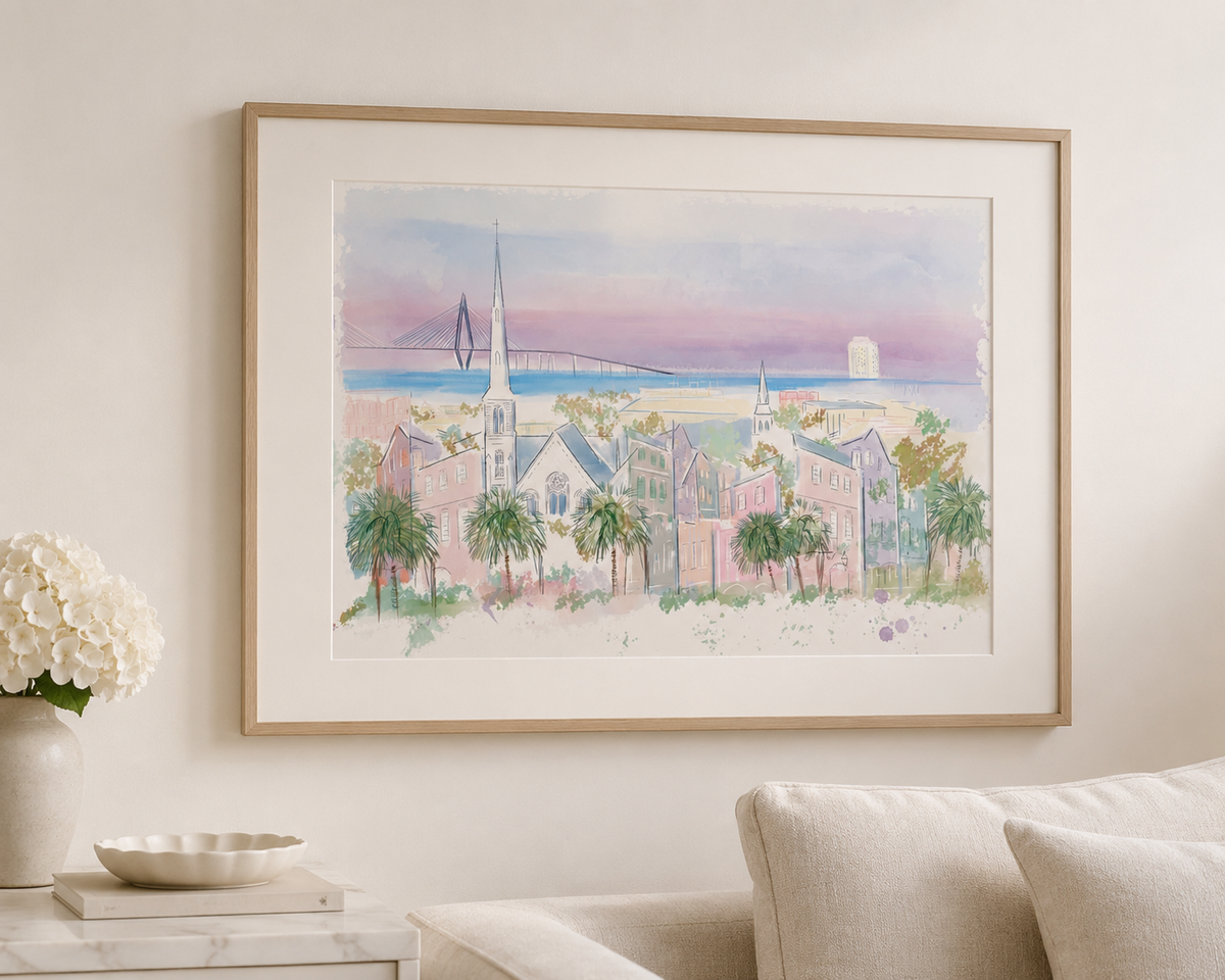 PURPLE CHARLESTON SKYLINE - Art Print