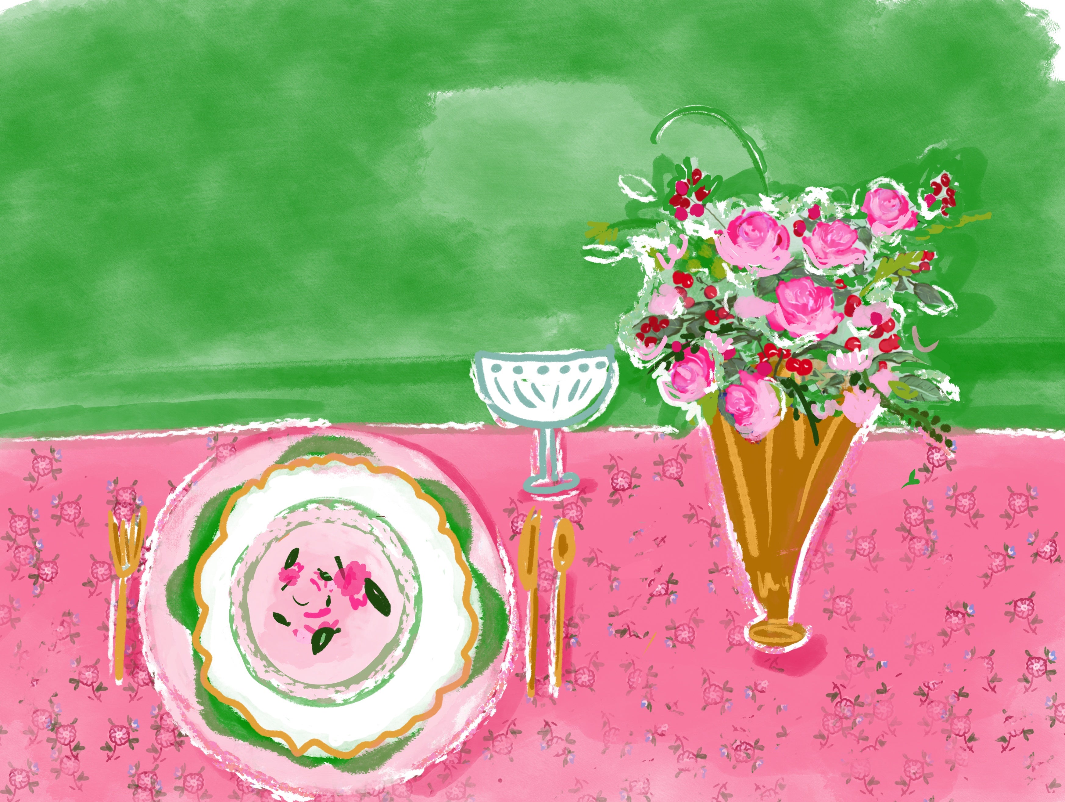 FLORAL DINING-Art Print