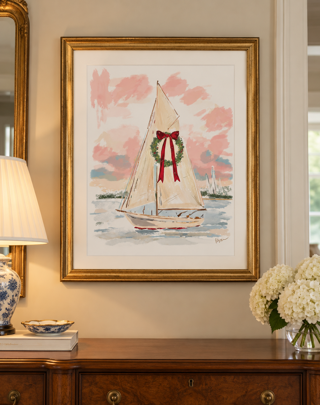 HOLIDAY SAILBOAT Art Print