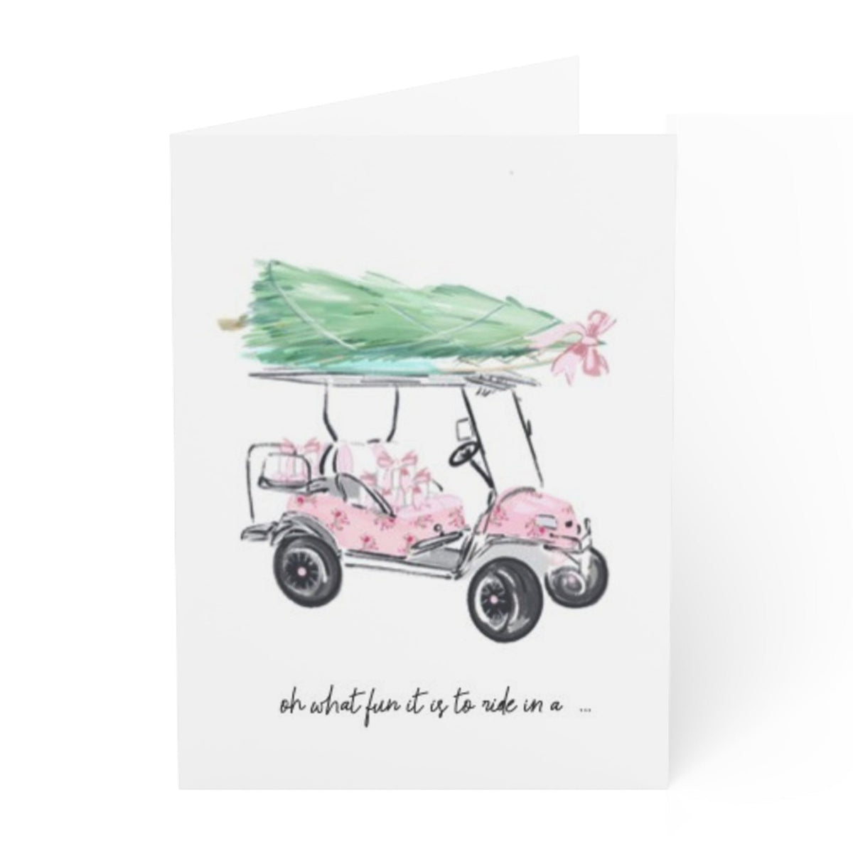 OH WHAT FUN IT IS PINK GOLF CART  - Note Card