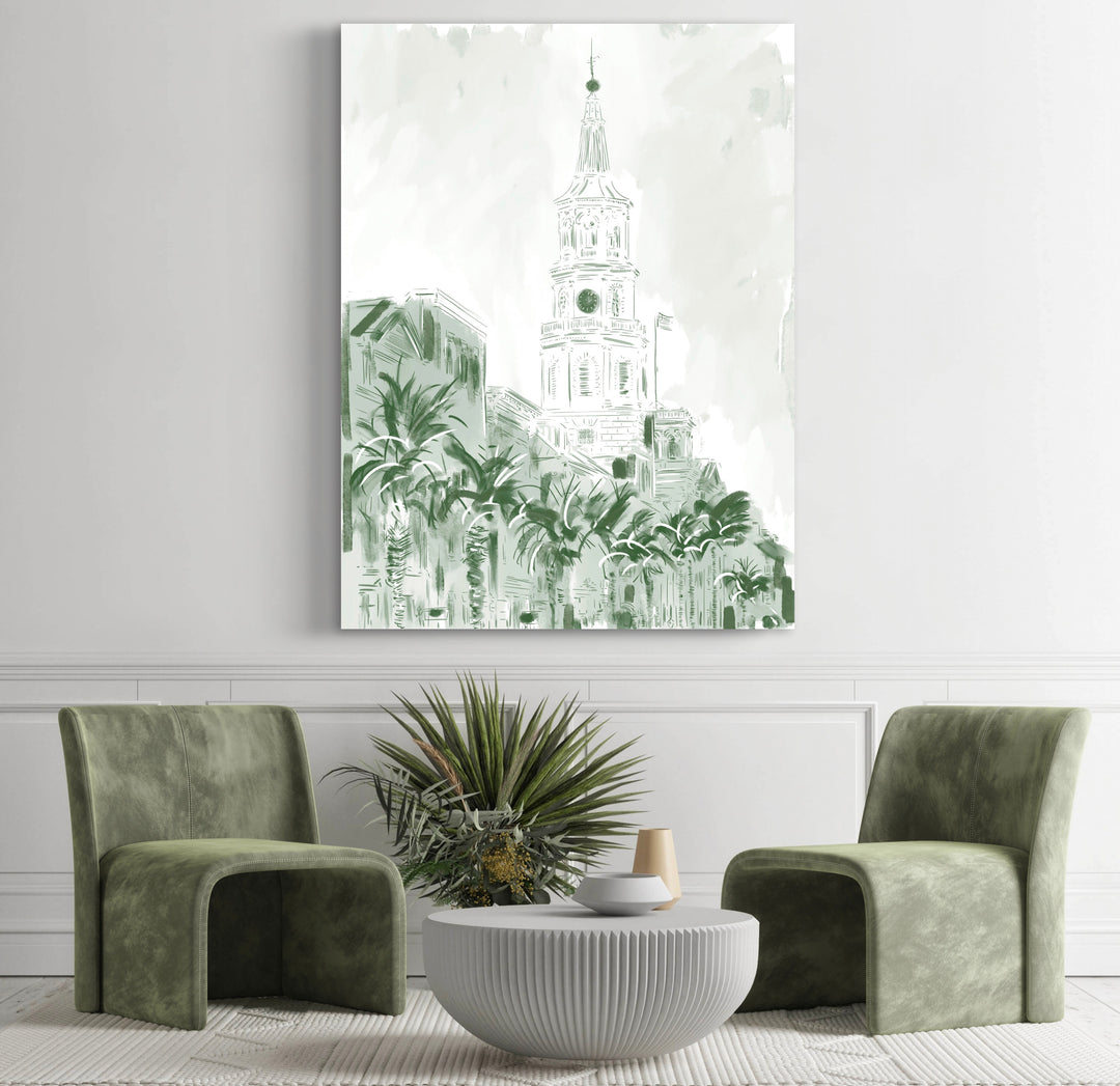 Charleston Historic Tower Art Print – Architectural Illustration by ...
