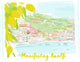 Illustrated Amalfi Coast greeting card with lemons and coastal village featuring the text “Manifesting Amalfi” by Rebecca Illustrated