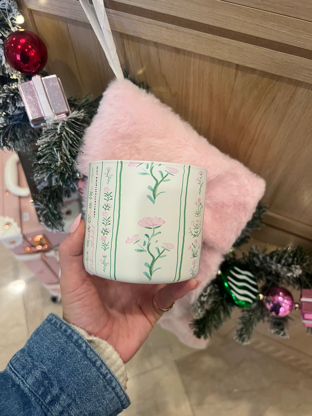 GREEN & PINK FLORAL - Candle