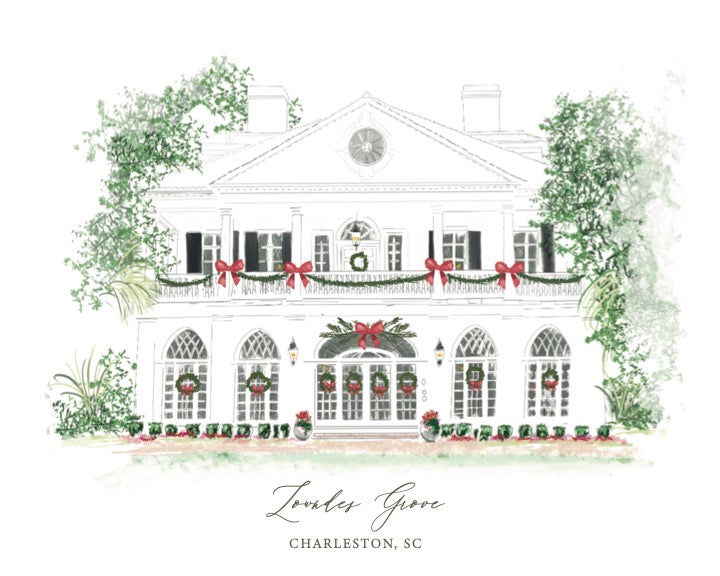 LOWNDES GROVE CHRISTMAS - Art Print