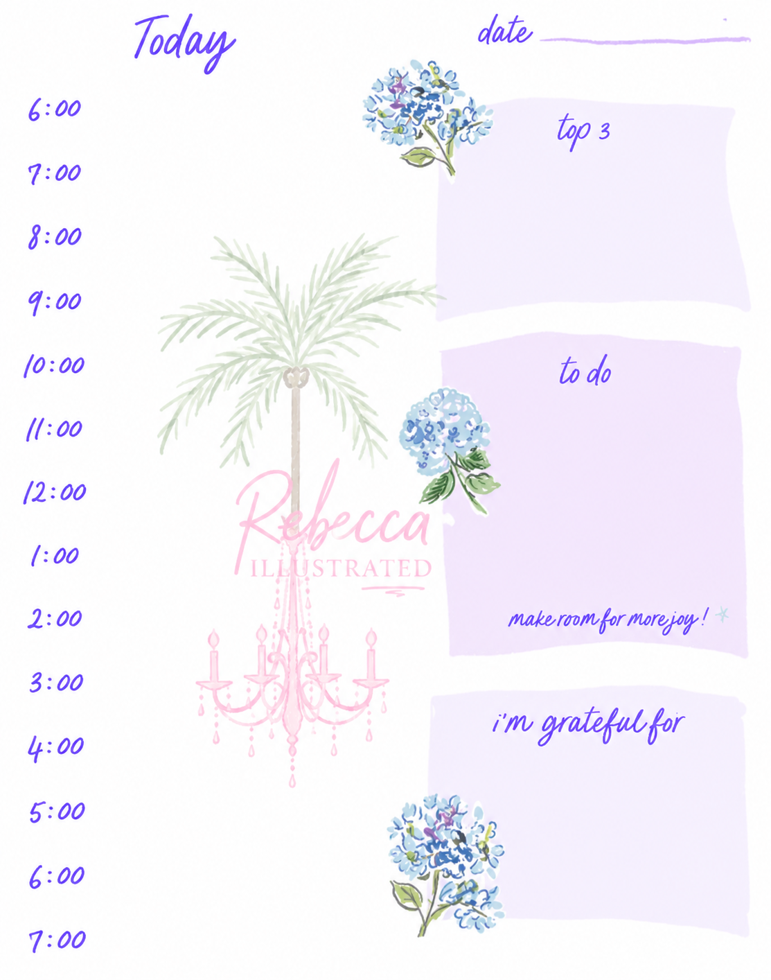 Blue Hydrangea Daily Planner Notepad