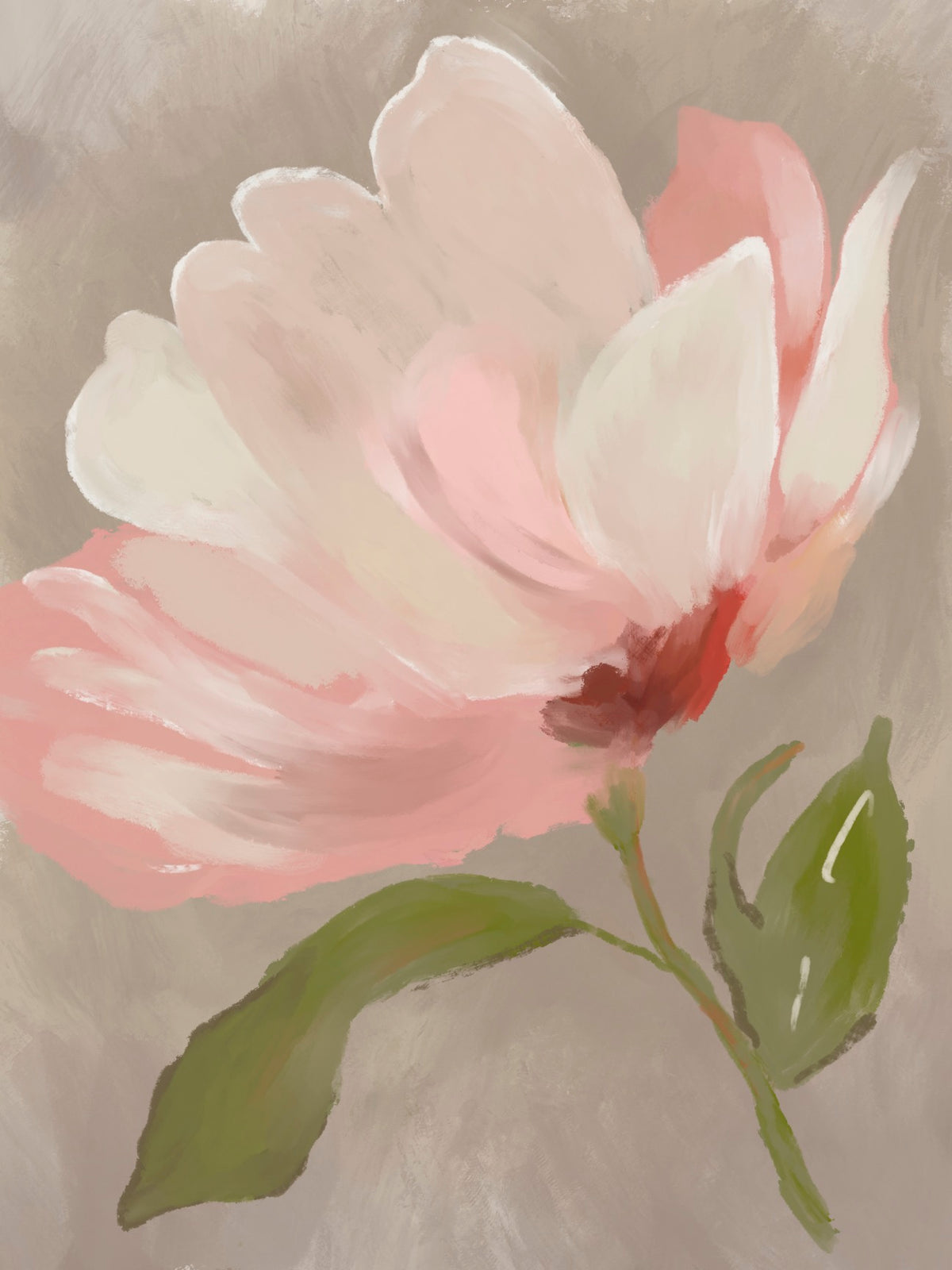 soft pink and cream magnolia flower illustration on a neutral background — artwork by Rebecca Illustrated