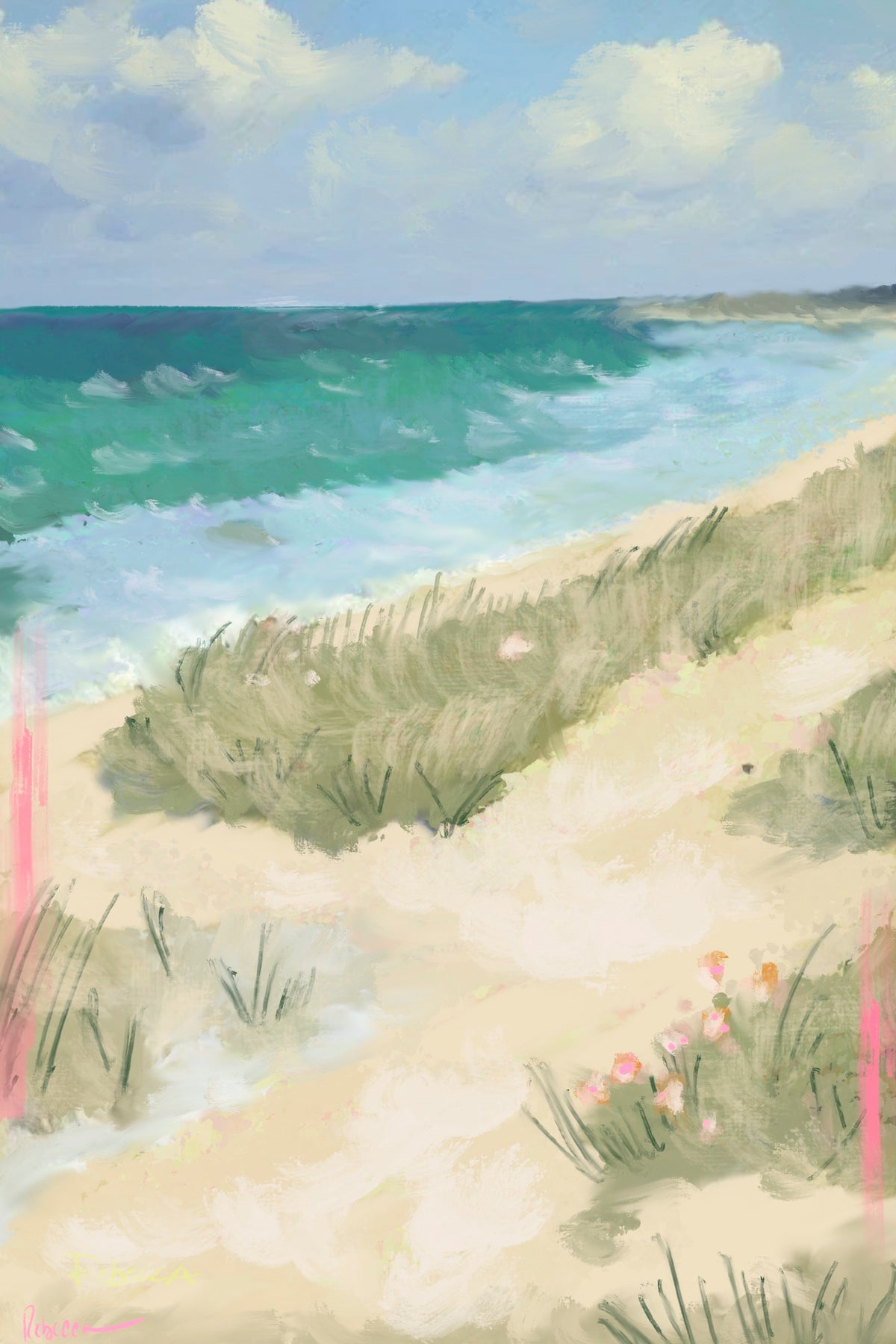 PASTEL BEACH WALK - Art Print