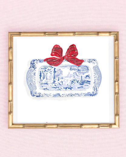 COASTAL SPODE PLATE FOR CHRISTMAS  Art Print