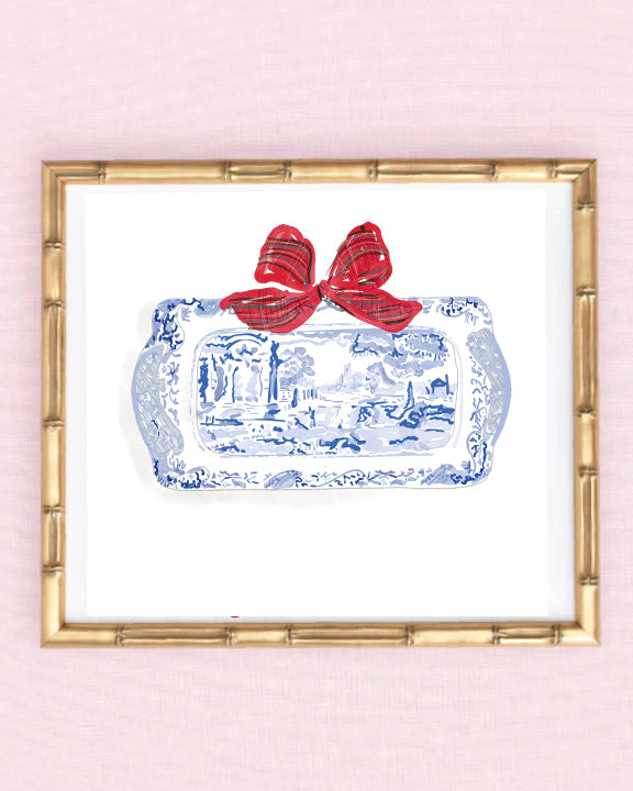 COASTAL SPODE PLATE FOR CHRISTMAS  Art Print