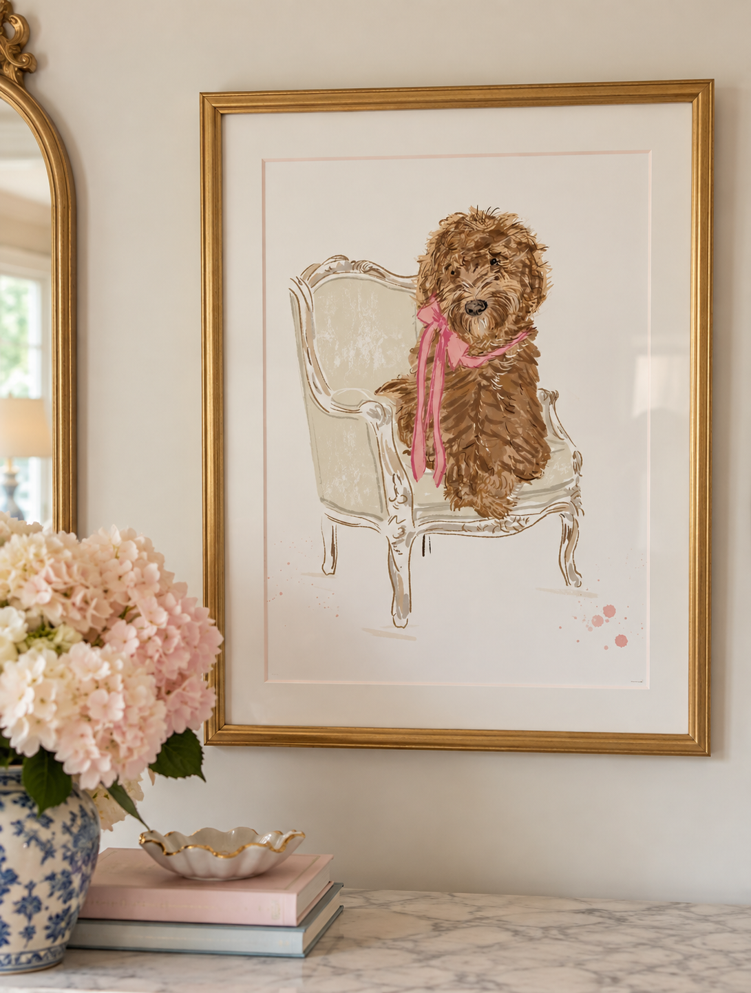 SIT PRETTY DOODLE PINK - Art Print